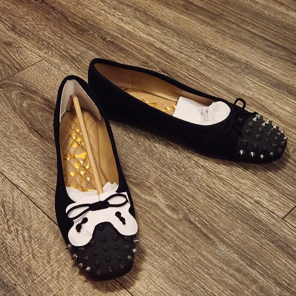 Sam Edelman Womens Monet In Black Suede Flats W/Silver Spikes Sz 10 NWT - Picture 13 of 16